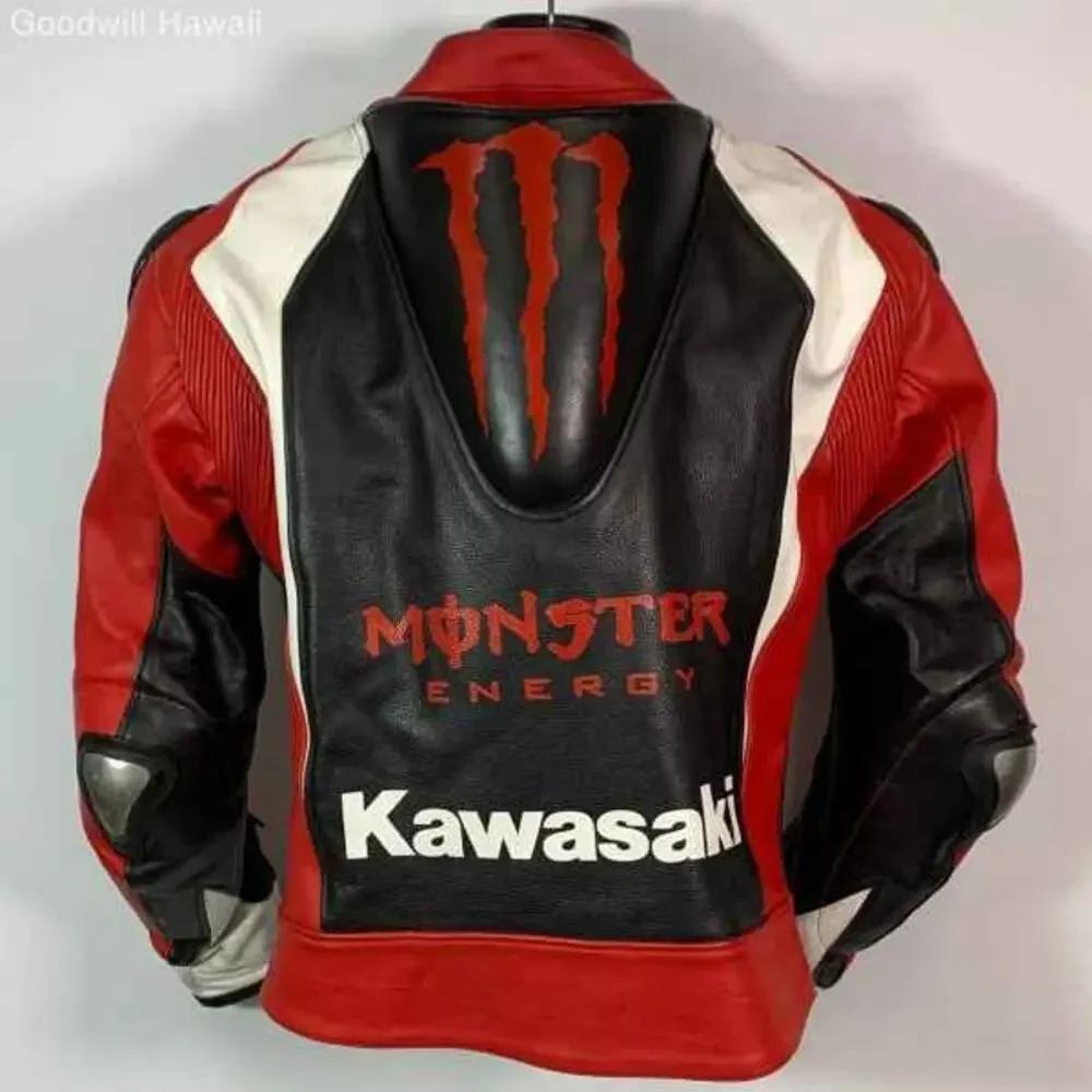 KAWASAKI MONSTER MOTORBIKE RACING LEATHER JACKET